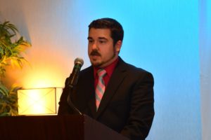 Anthony Shaw from NuPath speaks at the Woburn Chamber of Commerces Annual Celebration