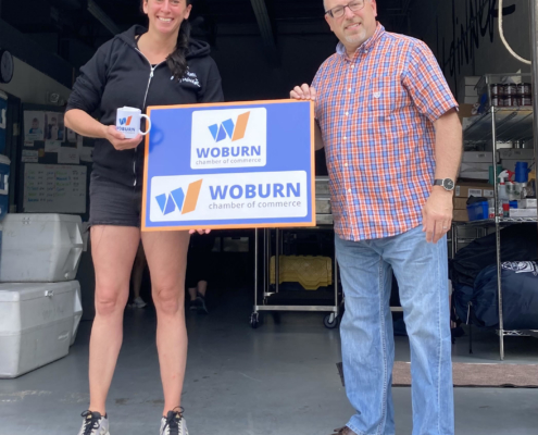 Woburn Chamber Director with Woburn business of the month
